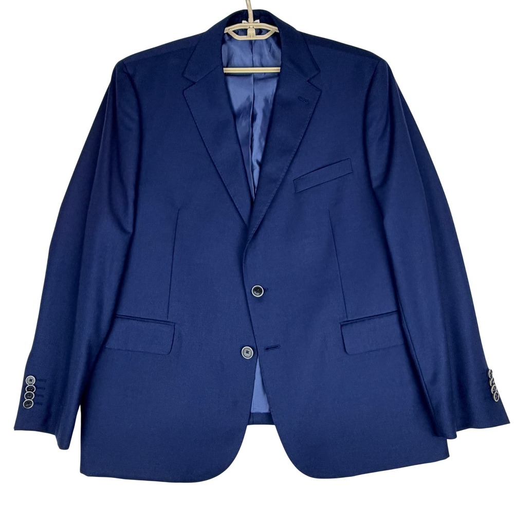 Joseph Abboud Heritage Mens 46S Angelico Super 100s Wool Navy Blazer Slim Fit